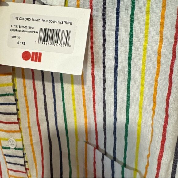 Revolve Solid & Striped The Oxford Tunic Rainbow Pinstripe Size XS - Picture 7 of 7